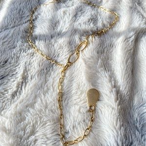 Gold long hanging chain necklace
